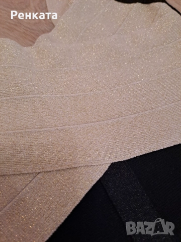 Страхотна елегантна рокля черно и златисто, снимка 4 - Рокли - 52512964