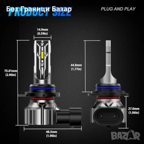 Нови 2 броя крушки NIGHTEYE 9012 HIR2 LED светлини 6500K мини размер CANbus, снимка 8 - Аксесоари и консумативи - 53888804