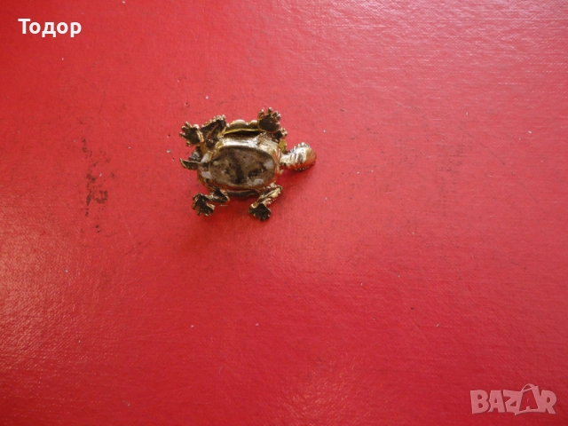 Бронзова кутийка за хапчета бижута костенурка с емайл , снимка 5 - Антикварни и старинни предмети - 52653286