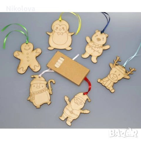 Сет от коледни фигурки за оцветяване + цветни моливи, снимка 7 - Декорация за дома - 52277577