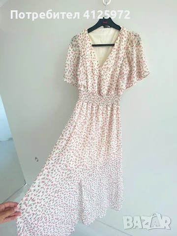 Дамска лятна дълга рокля Stradivarius на цветчета, размер S, снимка 5 - Рокли - 51333873
