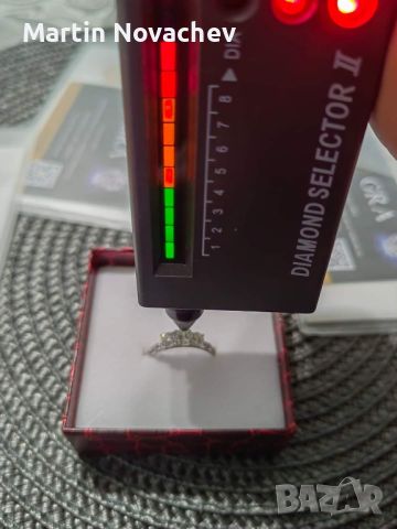 Сребърен пръстен 1.1 карата с мойсанит диамант (сертификати) , снимка 6 - Пръстени - 45293646