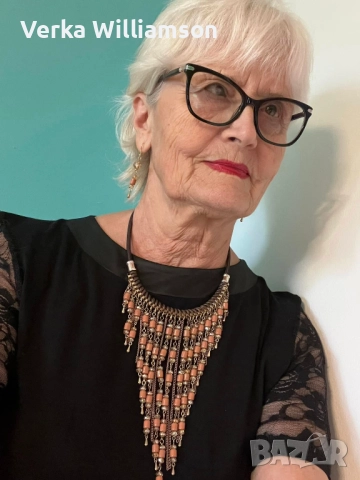 Кафяв комплект колие с обици от турманиеви мъниста модел 92, снимка 4 - Бижутерийни комплекти - 52514990