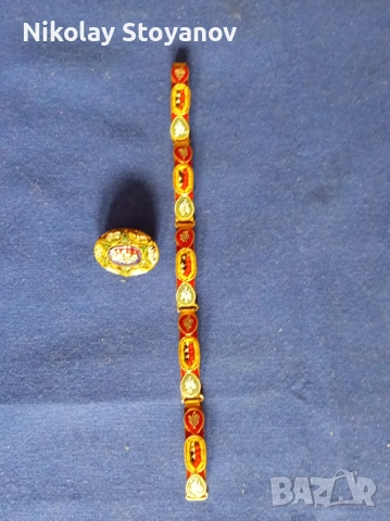 Гривна и брошка - Венецианска музайка, снимка 2 - Антикварни и старинни предмети - 53234163