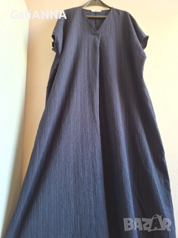 ДЪЛГА ТЪМНОСИНЯ РОКЛЯ 3XL-5XL, снимка 4 - Рокли - 51637100