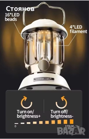 Къмпингова лампа, нощна лампа за осветление, риболов, палатка, снимка 6 - Настолни лампи - 52150746