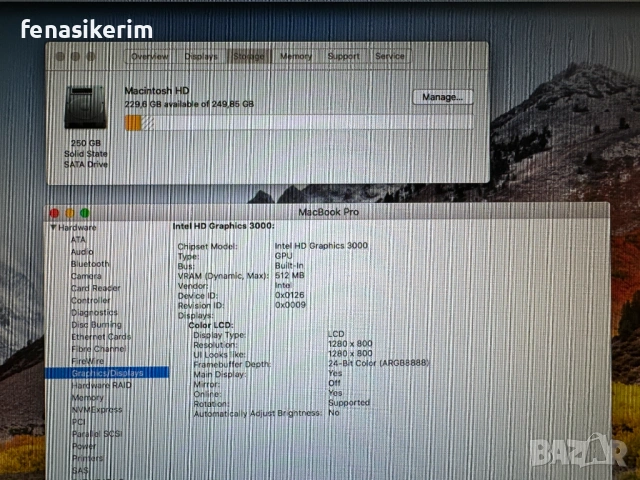 13.3' Core i5 Apple MacBook Pro Late 2011 16GB RAM/256GB SSD/Бат 4ч, снимка 8 - Лаптопи за работа - 53946741