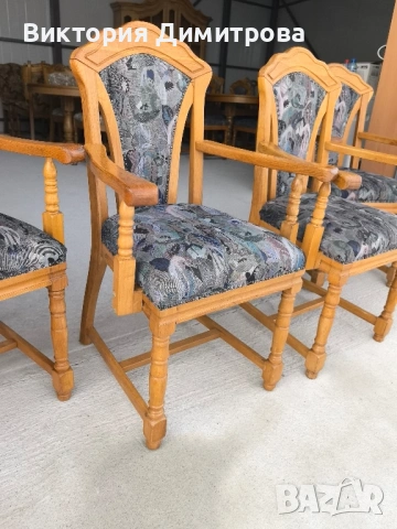 Комплект от 6 трапезни стола с подлакътници , снимка 4 - Столове - 53088231