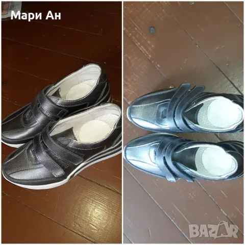 Кожени сребристи обувки , снимка 2 - Дамски ежедневни обувки - 49873165