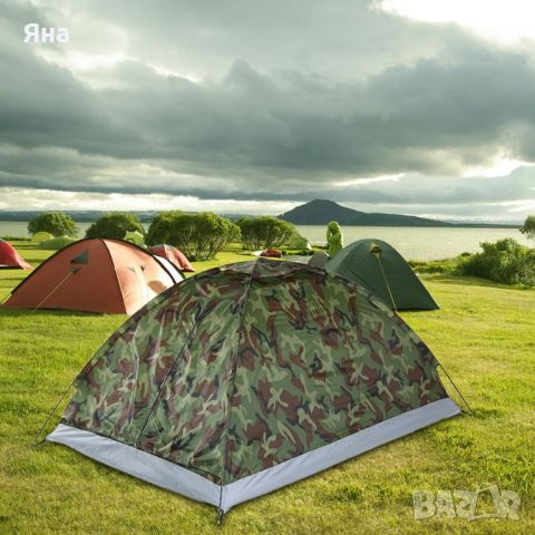 Камуфлажна палатка 4 местна, непромокаема, подходяща за къмпинг сред природата, снимка 1 - Палатки - 45561428