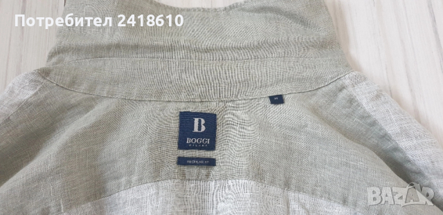 Boggi Milano Len/ Лен Regular Fit Mens Size M ОРИГИНАЛ! Мъжка Ленена Риза., снимка 2 - Ризи - 53709252
