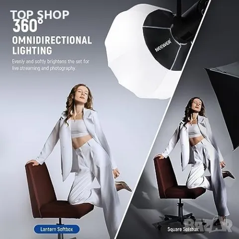 Нов NEEWER  Фенерен Софтбокс 360° Осветление за Влог и Фото снимки Фотография, снимка 8 - Друга електроника - 49335166