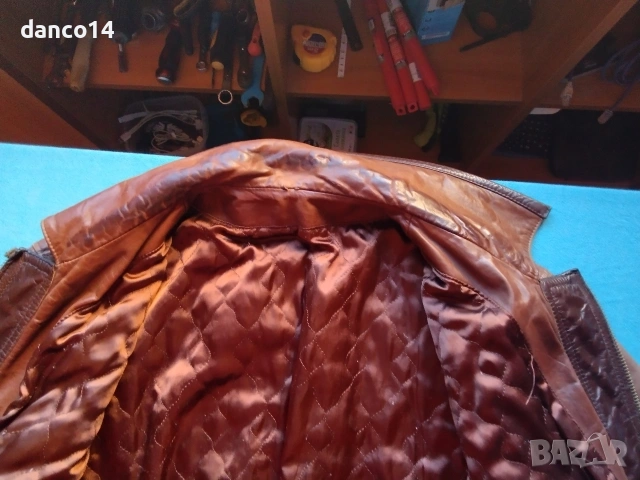 голямо мъжко тузарско яке от естествена кожа телешки бокс в стил топ гън, XL размер , до кръста , снимка 6 - Якета - 53531914