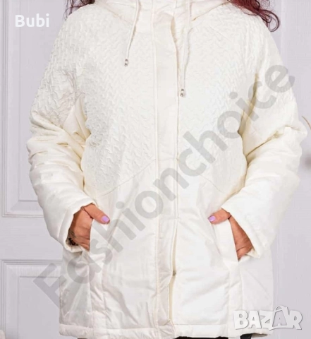 Плътно шушляково макси яке с ефектна горна част-шампанско НАМАЛЕНО , снимка 2 - Якета - 52006122