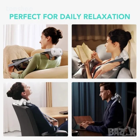 НОВ Масажор за врат SKG H7-E, с компрес и червена светлина, бял, снимка 3 - Масажори - 50542409