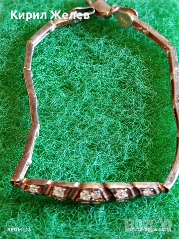 Уникална сребърна гривна позлатена с инкрустирани ЦИРКОНИЙ 21452, снимка 7 - Гривни - 53777828