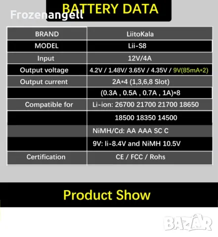 Зарядно устройство Liitokala Lii-S8, снимка 4 - Други - 48941177