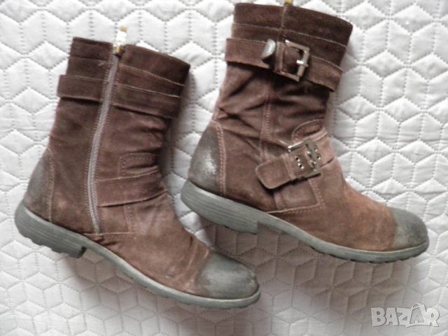 Оригинални мъжки ботуши от естествен кафяв велур, снимка 5 - Мъжки ботуши - 53248379