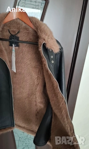 Дамско кожено яке L, снимка 3 - Якета - 53596848