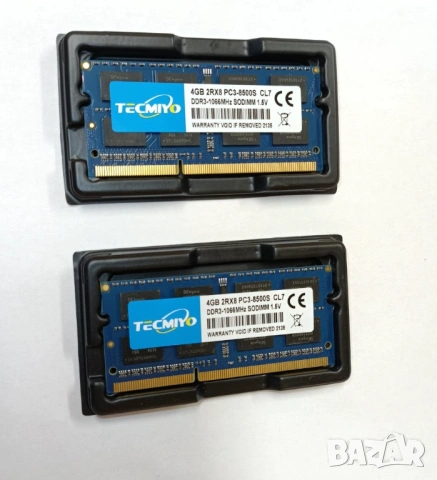 Лаптоп Памет Laptop RAM 4GB DDR3L 1066MHz 1.35V SODIMM Intel/AMD TECMIYO 2RX8 PC3-8500S CL7 SO-DIMM