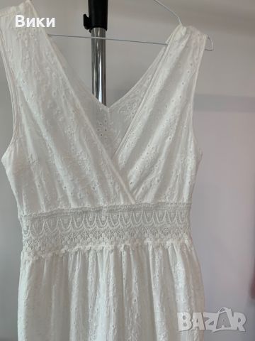 Дълга бяла рокля в размер 38, подходяща за S/M, снимка 14 - Рокли - 46260512