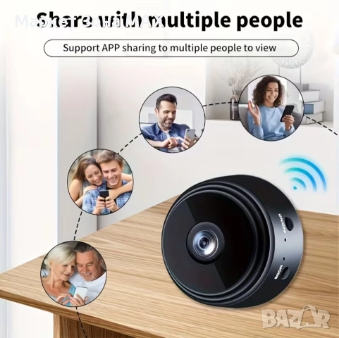 Модерна Мини безжична HD камера с Wi-Fi, нощно виждане и детекция на движение, снимка 7 - IP камери - 52892304