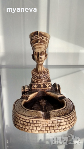 Египетски сувенир , пепелник с Нефертити , снимка 3 - Декорация за дома - 44993520