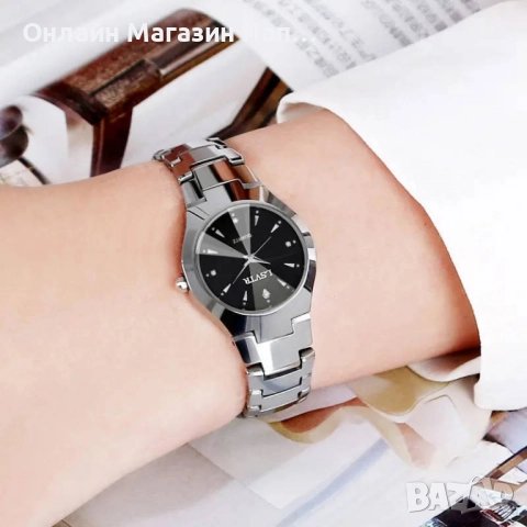 YIKAZE Луксозен дамски кварцов часовник от волфрамова стомана с дата, снимка 4 - Дамски - 52906958