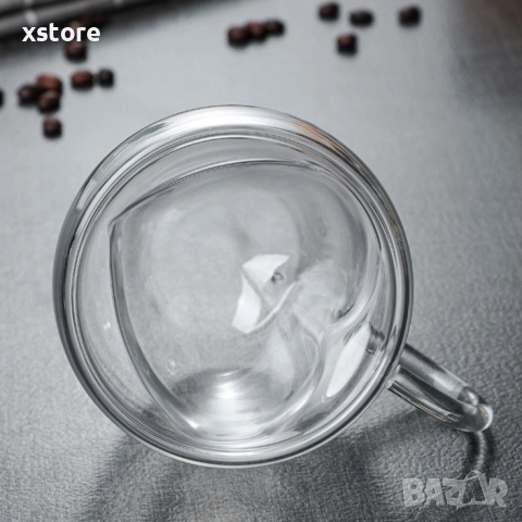 Двустенна стъклена термо чаша във формата на сърце, снимка 12 - Чаши - 52695227