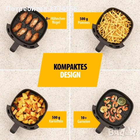 Уред за готвене с горещ въздух Tristar Mini Air Fryer 2L, снимка 4 - Фритюрници - 52325664