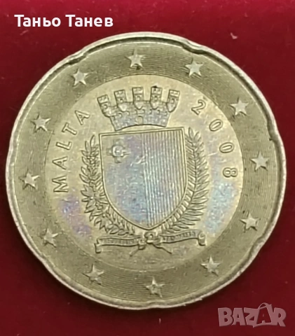 20Евро цента Малта 2008г.Със символ (F). , снимка 3 - Нумизматика и бонистика - 54034239