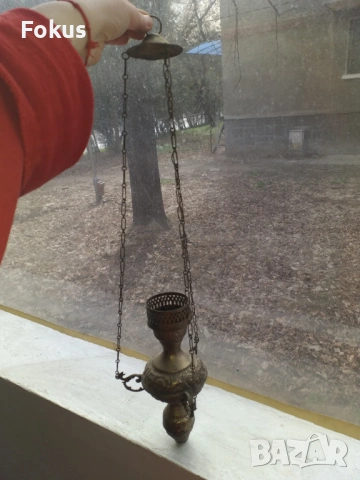 ГОЛЯМО БРОНЗОВО КАНДИЛО, снимка 2 - Антикварни и старинни предмети - 53503563