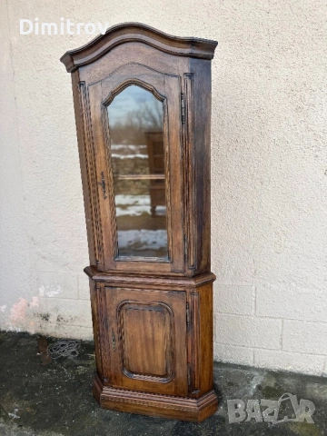 Ретро ъглова витрина  с шкаф, снимка 3 - Секции и витрини - 53958196