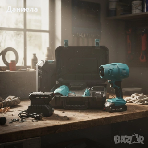 Акумулаторна турбо духалка 36V – Мощен въздушен пистолет с 2 батерии 8Ah и куфар