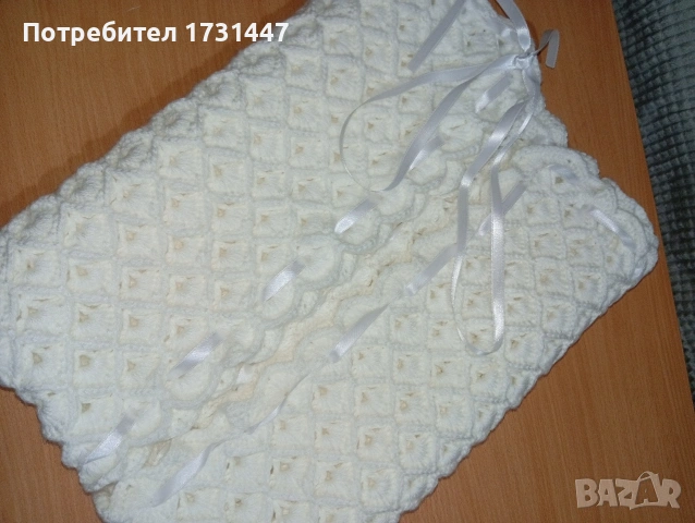 Продавам плетено бебешко одеяло , снимка 6 - Спално бельо и завивки - 53672804