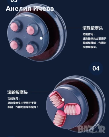 Инфрачервен антицелулитен масажор / Мощност: 5W /‎ Напрежение: 24V / Четири сменяеми масажни глави, снимка 2 - Други - 50900802