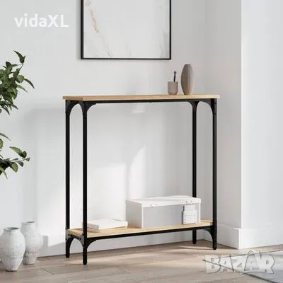 vidaXL Конзолна маса, дъб сонома, 75x22,5x75 см, инженерно дърво(SKU:834021), снимка 2 - Маси - 49208042