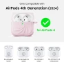 ORNARTO Vortuxe дебел силиконов защитен калъф с карабинер за AirPods 4 (2024), розов, снимка 2