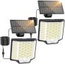Нови 2 броя Слънчеви лампи за градина с 186 LED и PIR сензор, IP65 водоустойчиви, снимка 1 - Соларни лампи - 45966396