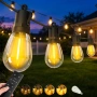 Външни гирлянди, 30 м, S14, 30+2 LED крушки, градинско гирляндово осветление, дистанционно, IP65, снимка 1
