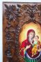 Икона "Дева Мария с Младенеца"-дърворезба,орех,уникат, снимка 2