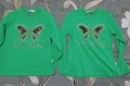 сет от две нови зелени детски памучни уникални блузки за момичета 122см и 128см , снимка 1