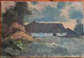 Стара картина пейзаж с ферма на худ. Arne Aspelin 1911-1990, снимка 1