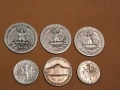 6 американски сребърни монети 5 цента, 10 цента, четвърт долар, снимка 6