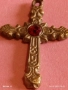КРАСИВО ОРНАМЕНТИРАН КРЪСТ с КАМЪК РУБИН МНОГО КРАСИВ МОДЕН АКСЕСОАР 26304, снимка 6
