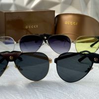 Gucci 2024 мъжки слънчеви очила авиатор с кожа 5 цвята, снимка 14 - Слънчеви и диоптрични очила - 45456363