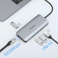 Omars USB C докинг станция  11 в 1 адаптер за двоен монитор с двоен 4K HDMI, VGA, Gigabit, снимка 5 - Друга електроника - 45733440
