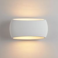 HARPER LIVING Стенна лампа, 40W E27 ES, с бял овален керамичен абажур, дължина 30CM, снимка 1 - Лампи за стена - 45749380