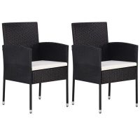 vidaXL Градински столове, 2 бр, полиратан, черни(SKU:43933, снимка 1 - Градински мебели, декорация  - 45157078
