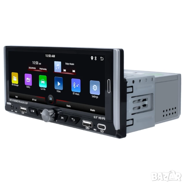6.86” 1280*480 1-Din мултимедия с Android 13, RDS, RAM 4GB, 32GB ROM , снимка 1